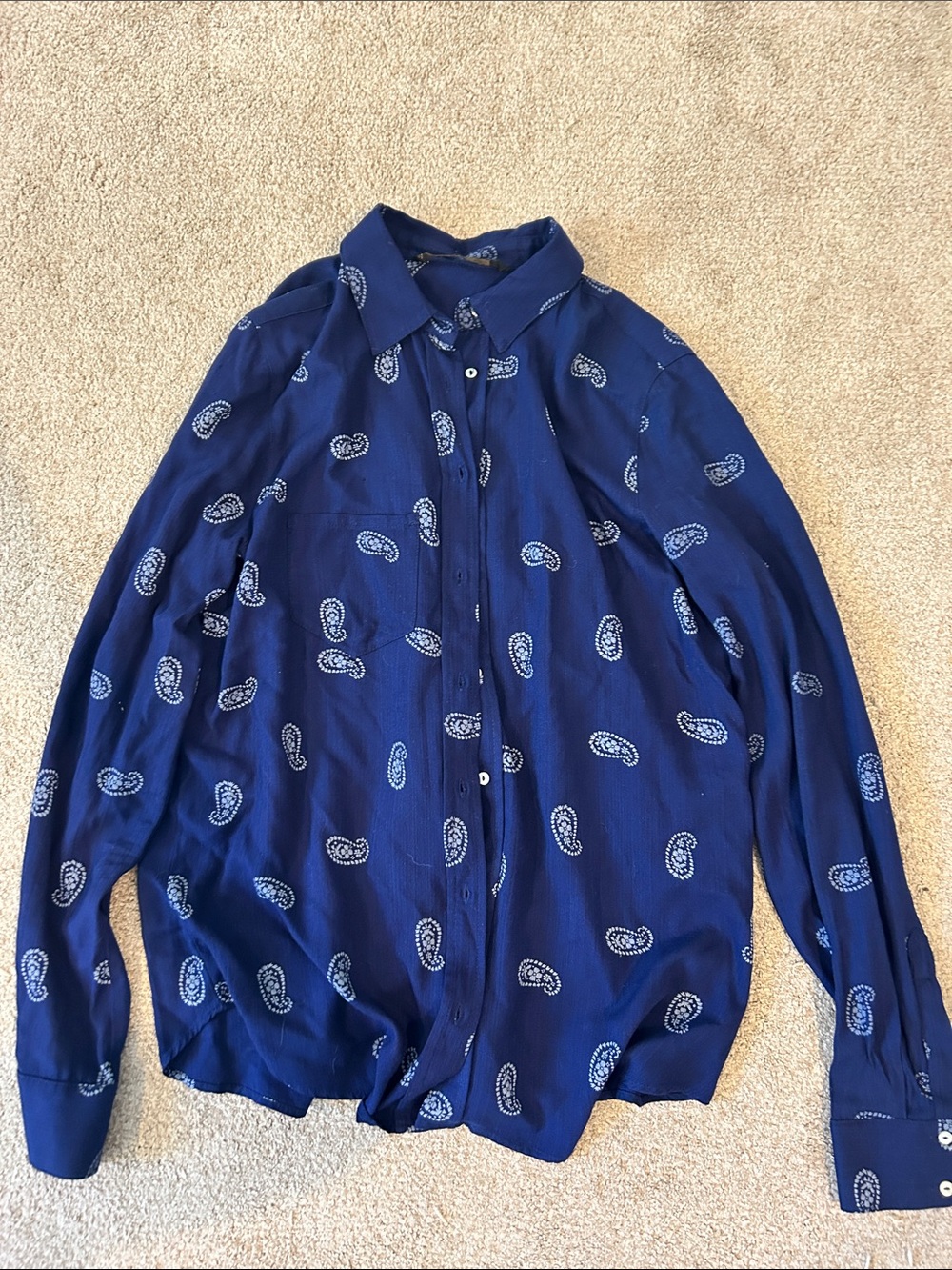 ZARA Blue Paisley Button-Down Shirt